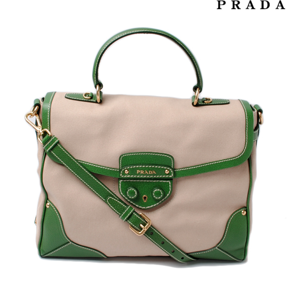 Prada Two-Way Handbag Natural Green